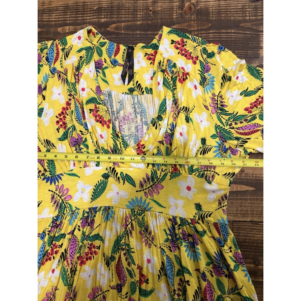 Melissa McCarthy Seven7 3X Yellow Floral Hi Low Maxi Dress Boho Plus Size - Picture 8 of 9